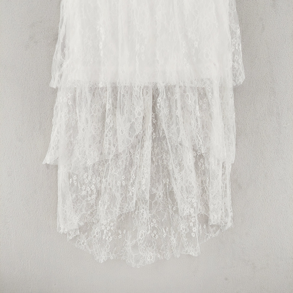 New Lulus Elaborate Love White Lace Bustier Tiered High-Low Maxi Dress P1967 - Picture 3 of 9